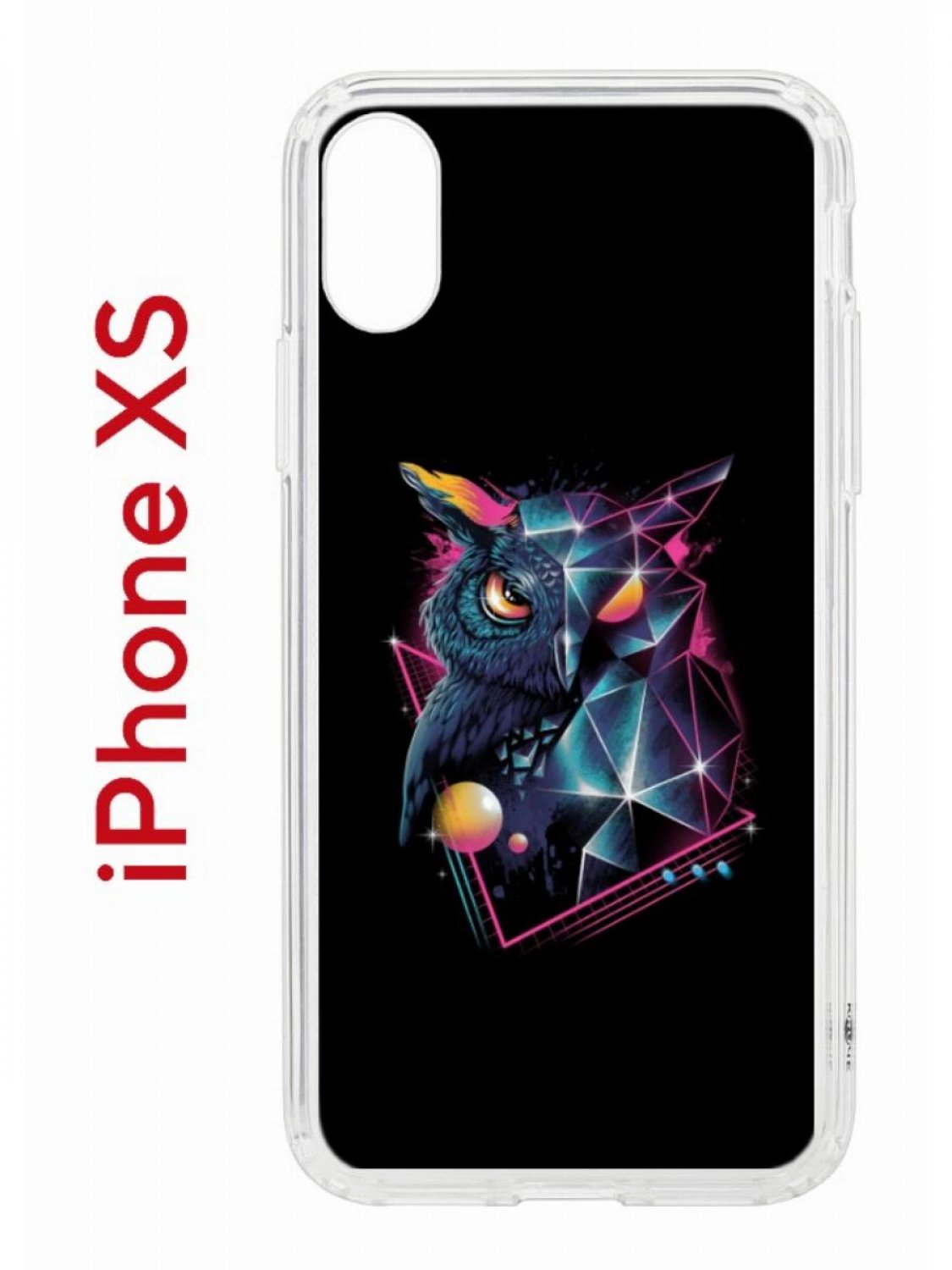 Чехол на iPhone X, Xs с принтом Kruche Print Retro Owl, бампер с защитой камеры