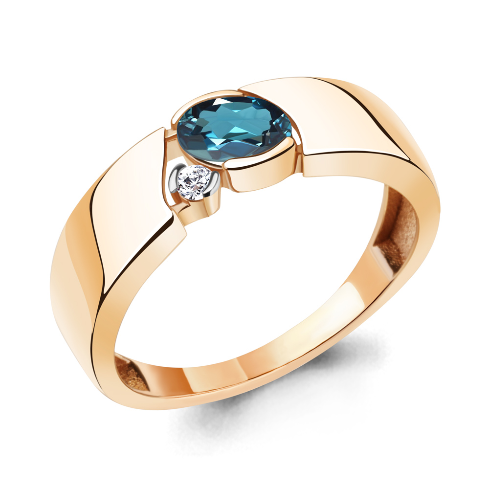 

Кольцо из серебра с топазом\фианитом Aquamarine Aquamarine 6965808А_925_з р, 6965808А_925_з