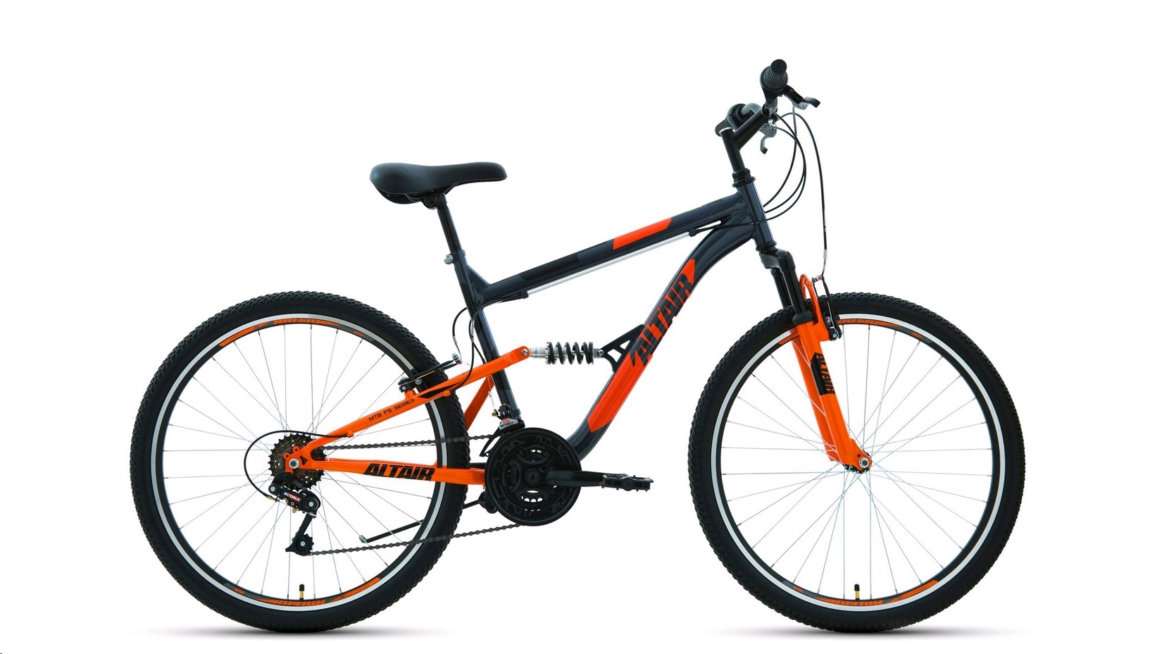 

26 ALTAIR MTB FS 26 1.0 (рост 18" 18ск.) 2020-2021, темно-серый/оранжевый Велосипед