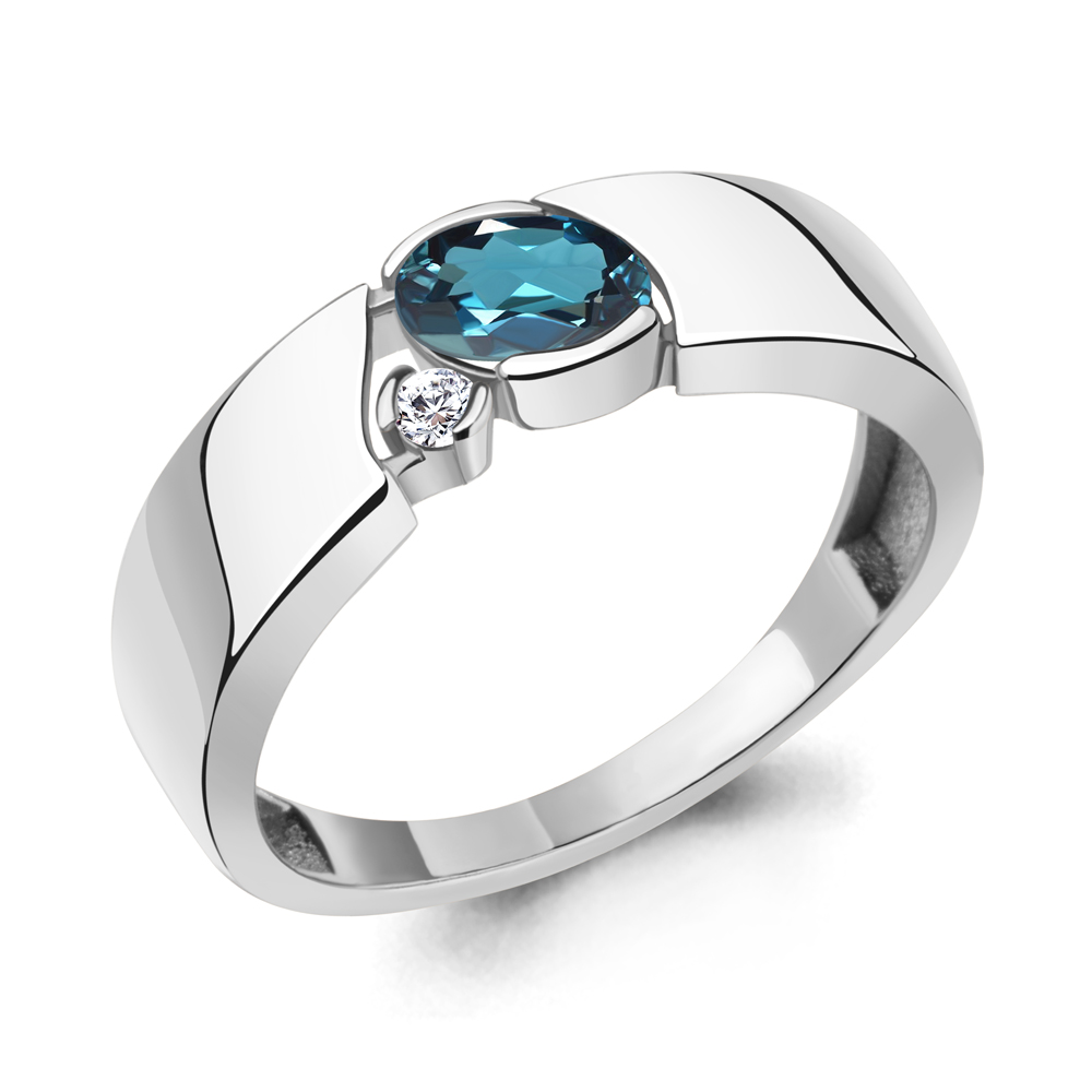 

Кольцо из серебра с топазом\фианитом Aquamarine Aquamarine 6965808А_925_р р. 18, 6965808А_925_р