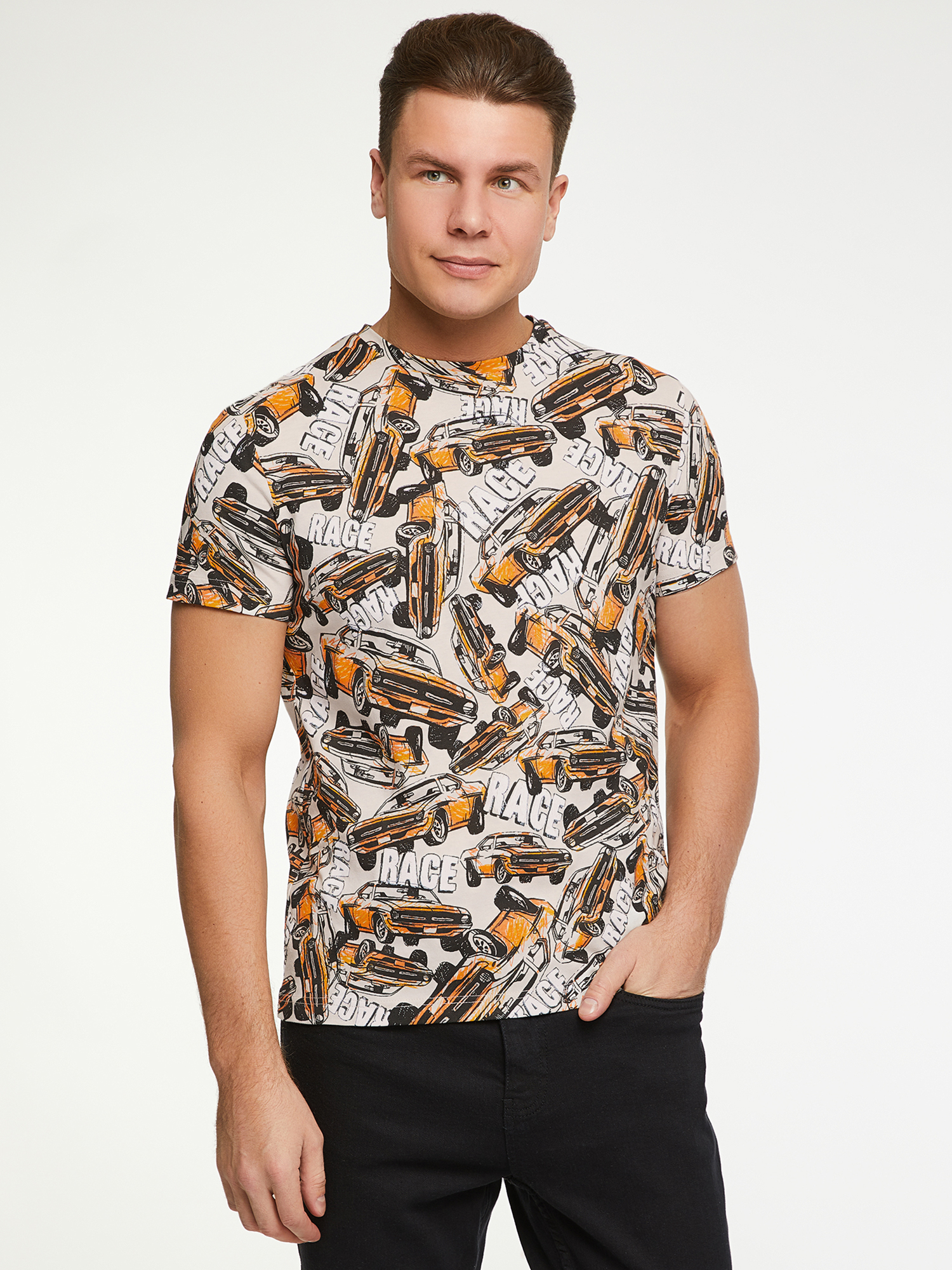 

Футболка мужская oodji 5L641001M-15 бежевая S, Бежевый, 5L641001M-15