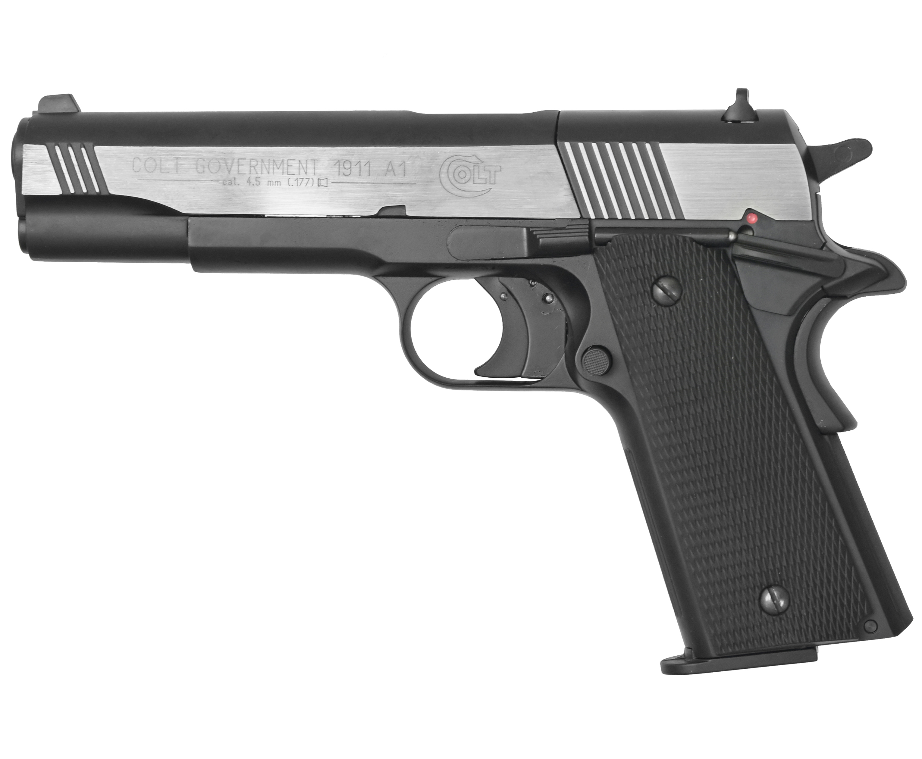 Пистолет пневм Colt Government 1911 A1 dark ops хром. с чёрн. пласт. накладками 417.00.42