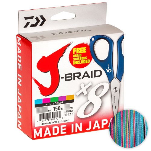 Шнур Daiwa J-Braid X8E W/SC 150м. 0.42мм. MULTICOLOR