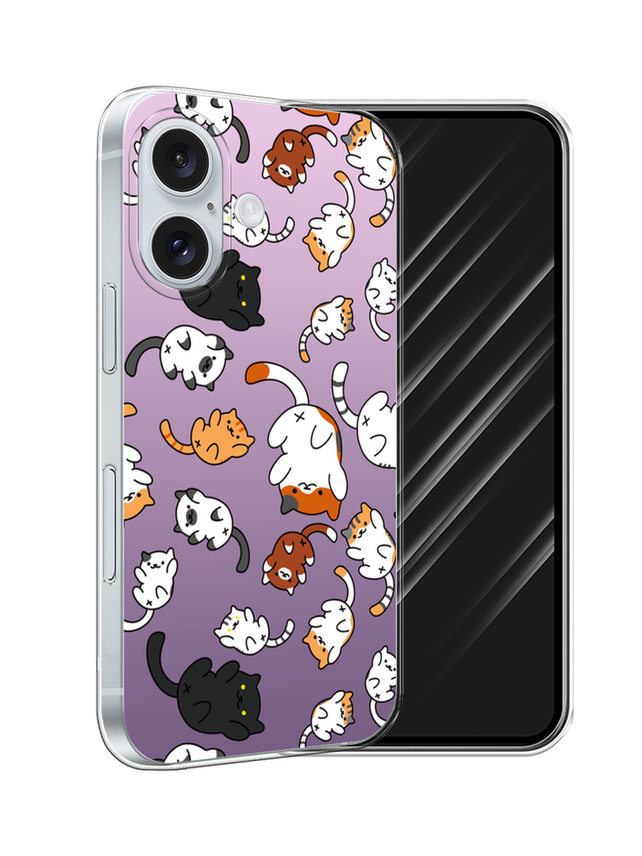 

Чехол Awog на Apple iPhone 16 "Котопад", Фиолетовый;белый, 16050-1