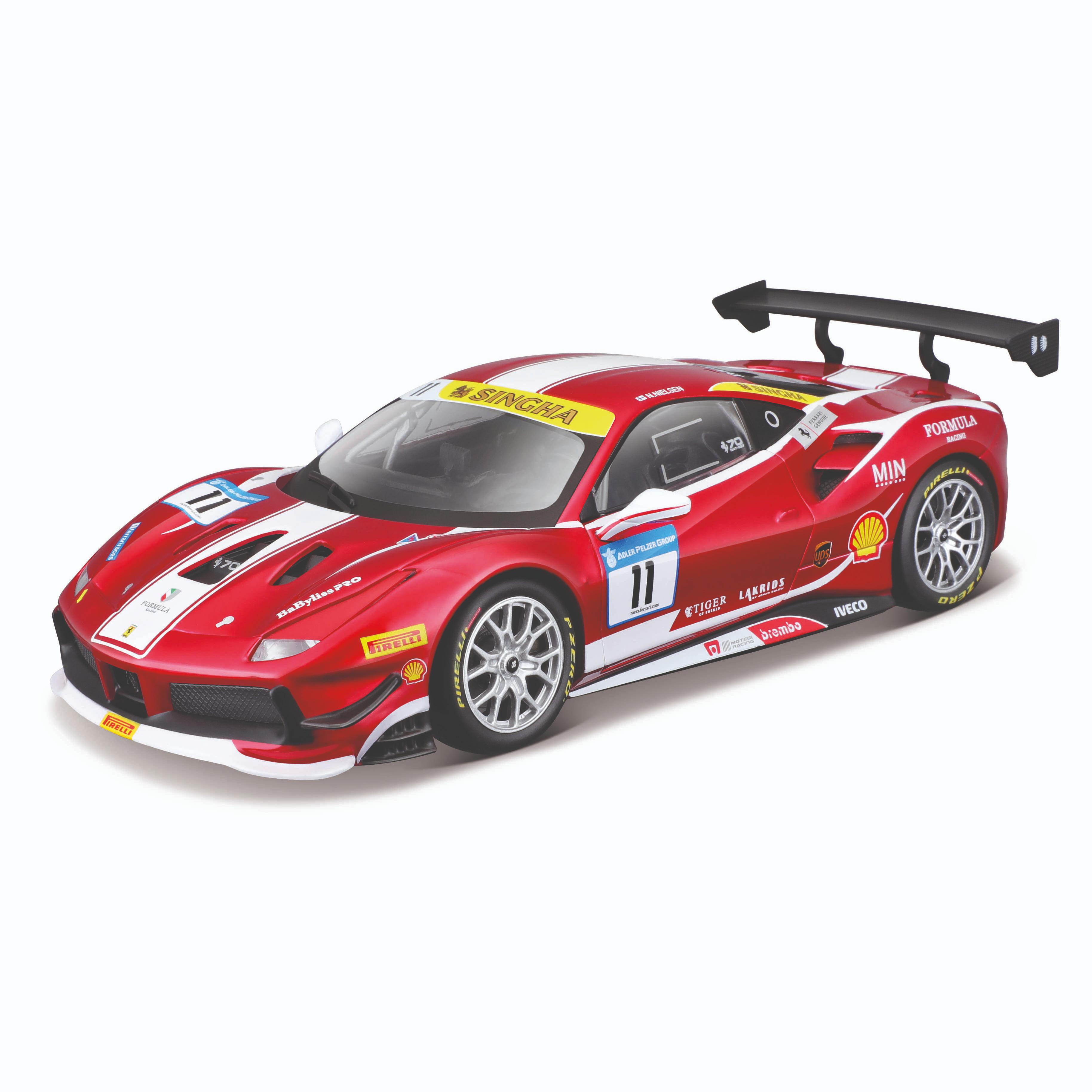 Коллекционная машинка Bburago Феррари 1:24 Ferrari Racing 488 Challenge,красная bburago scale 1 43 f1 car model mercedes ferrari redbull racing sf21 rb16b w12e metal diecast verstappen collectible miniature