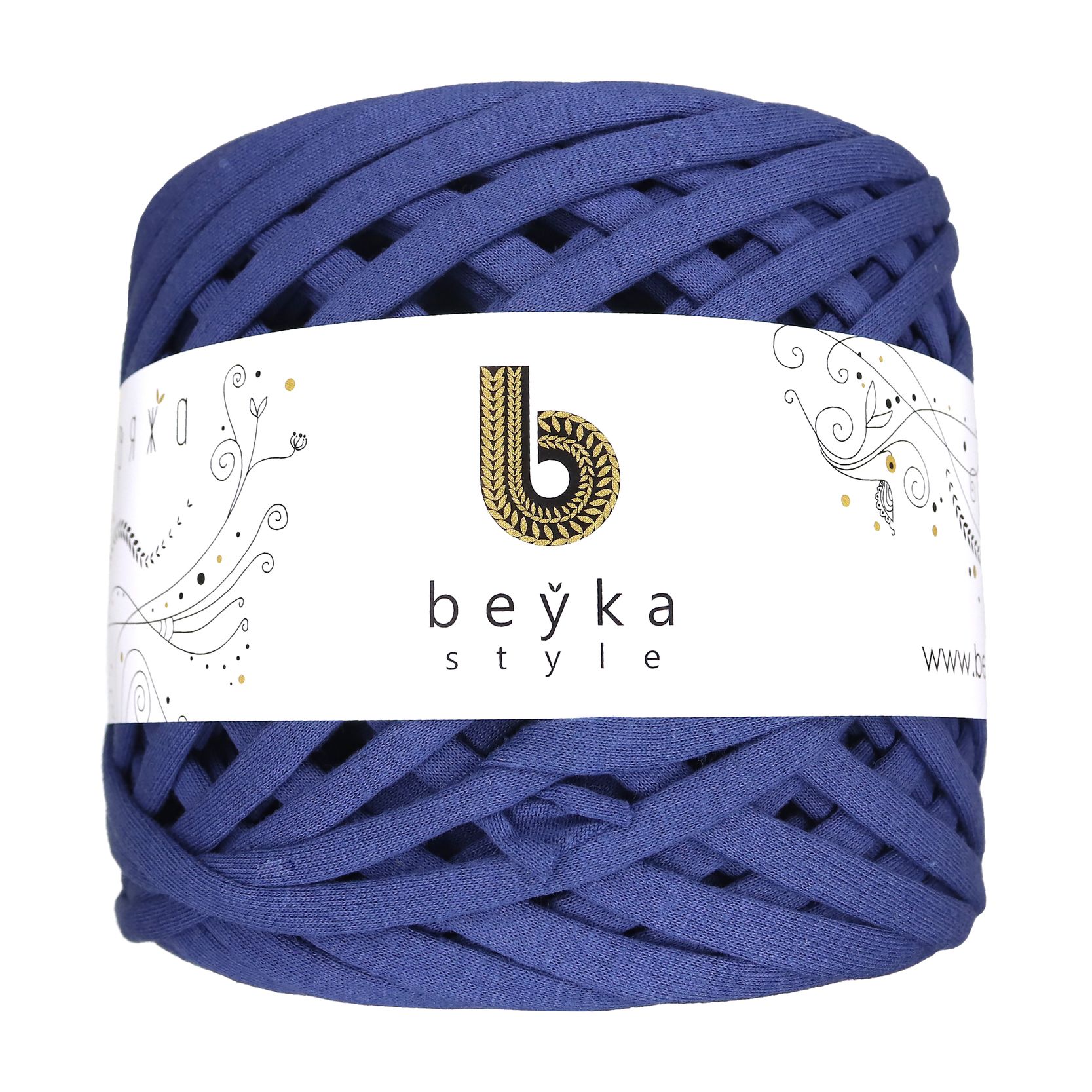 Пряжа трикотажная Beyka style (100 % хлопок) 300 г, 100 м, шир. 6-8 мм 3153 синий