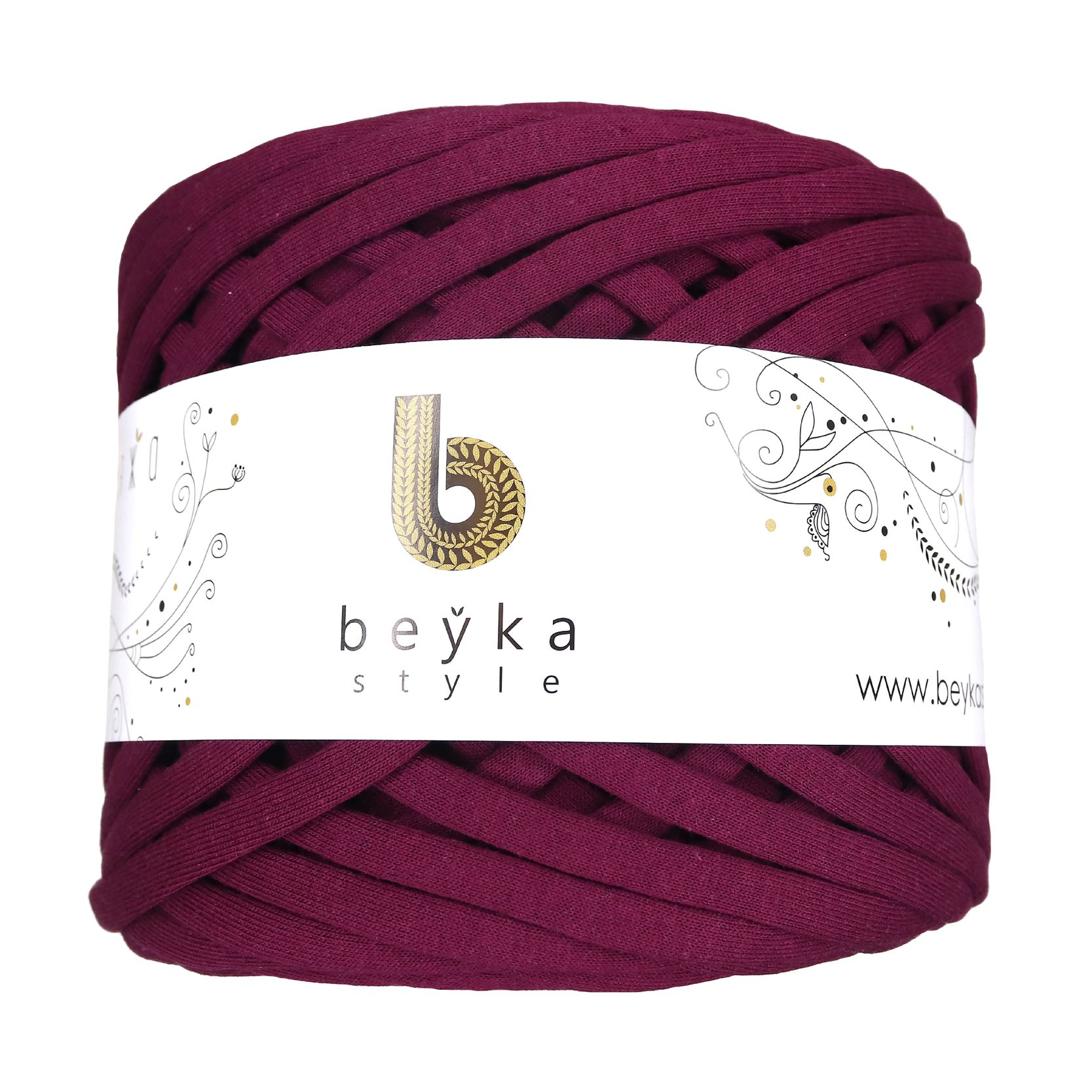 Пряжа трикотажная Beyka style 100 хлопок 300 г 100 м шир 6-8 мм 3107 бургундия 994₽