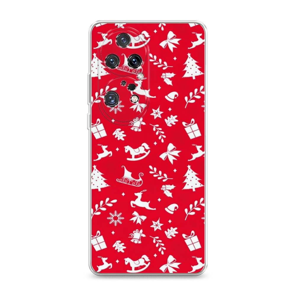 

Чехол для Huawei P50 Pro "Красный новогодний фон", Красный;белый, 6105050-5