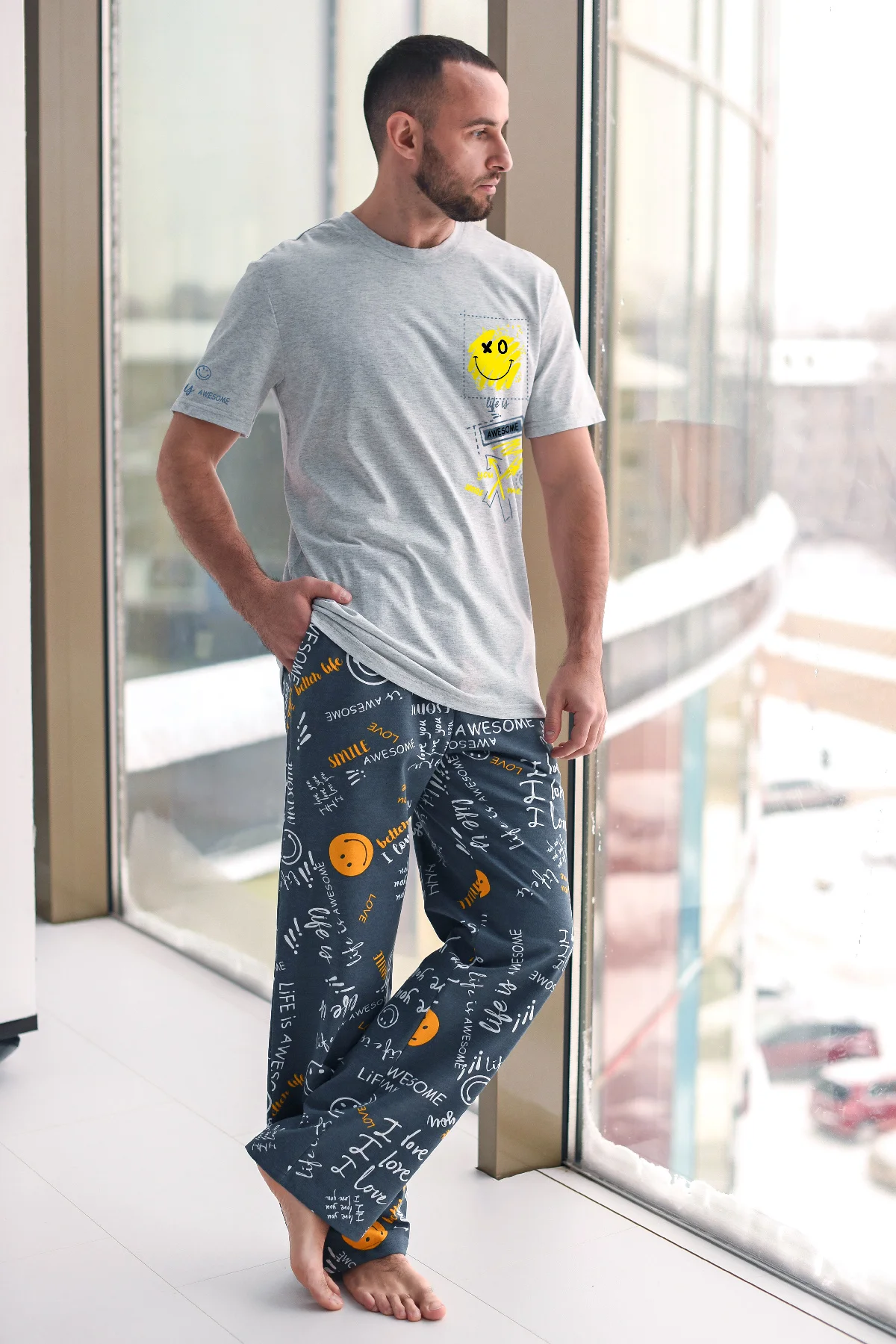 Пижама мужская FASHION FREEDOM 2028-К серая 52 RU