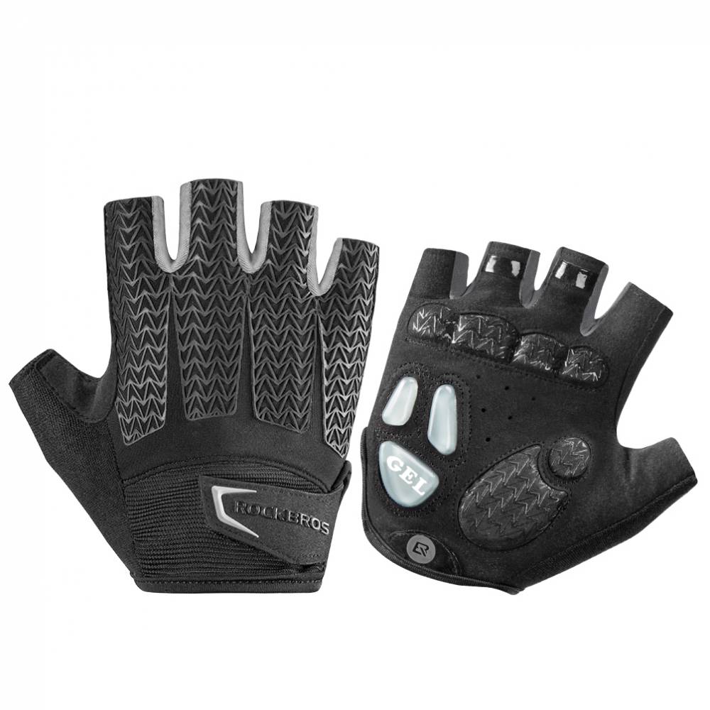 Перчатки велосипедные / перчатки спортивные Rockbros S169, цвет черный/серый, L (8)