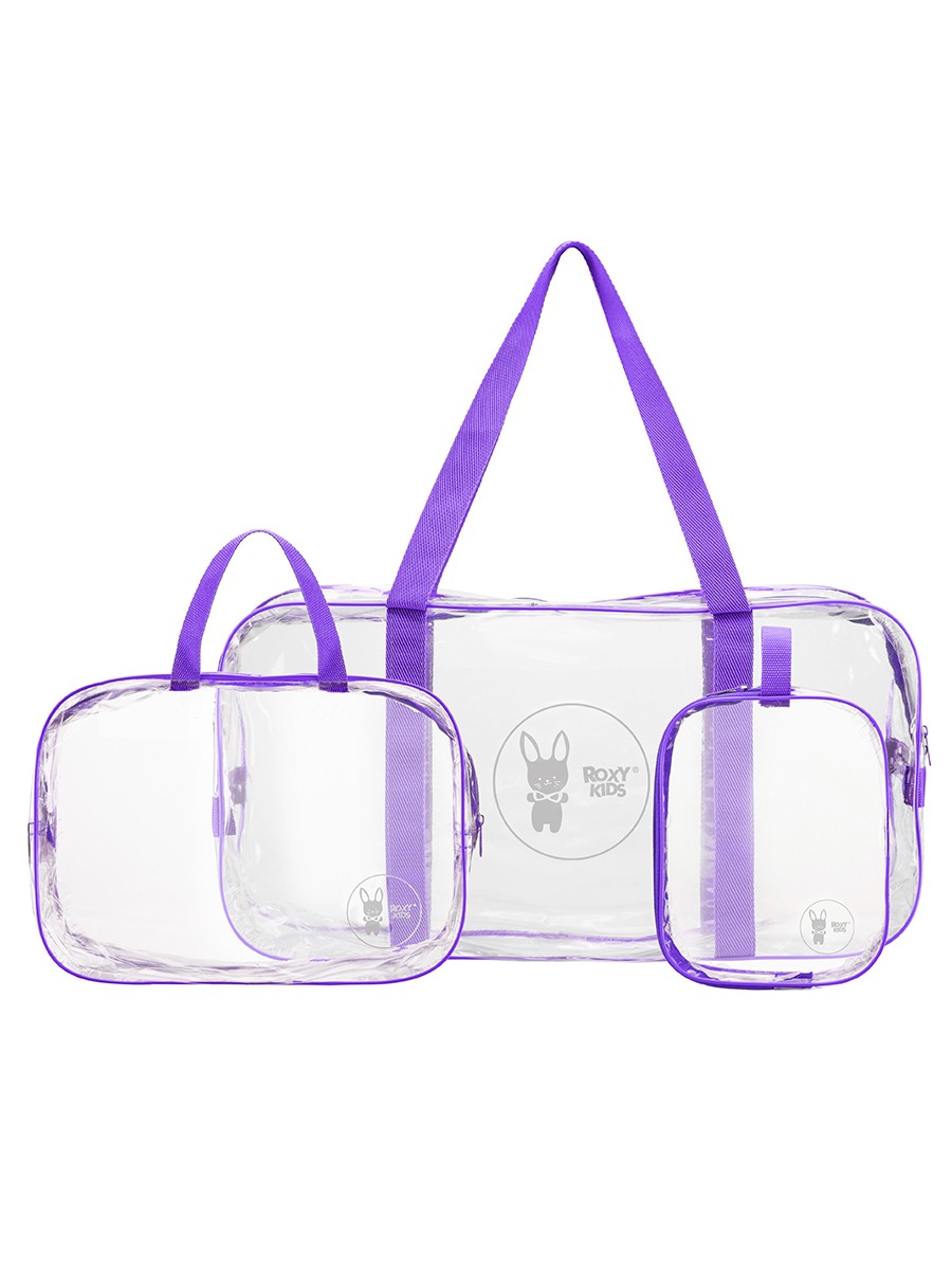 Комплект из 3-х сумок в роддом ROXY-KIDS фиолетовый ковшик для купания roxy kids dino scoop фиолетовый