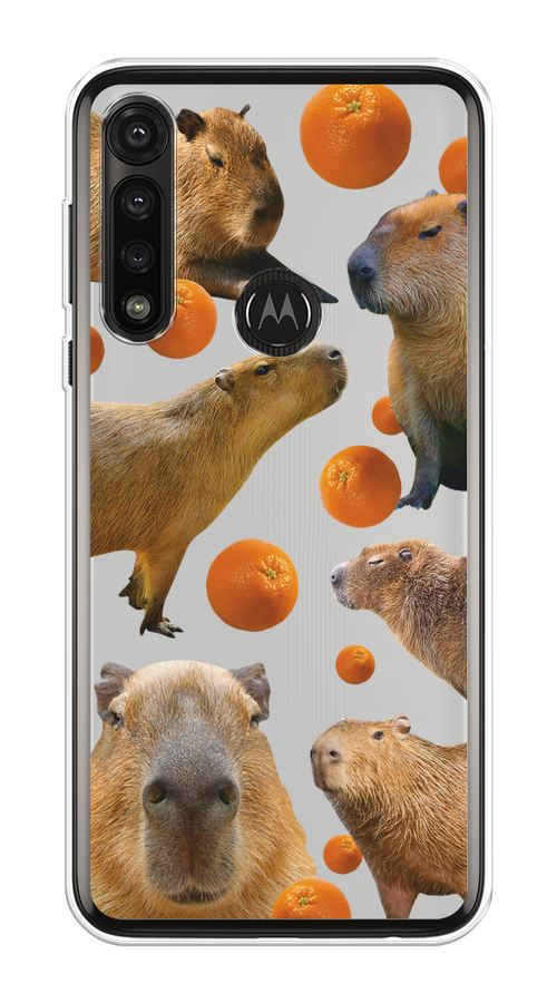 

Чехол на Motorola Moto G Power 2020 "Капибара и апельсины", Бежевый;оранжевый, 242650-1