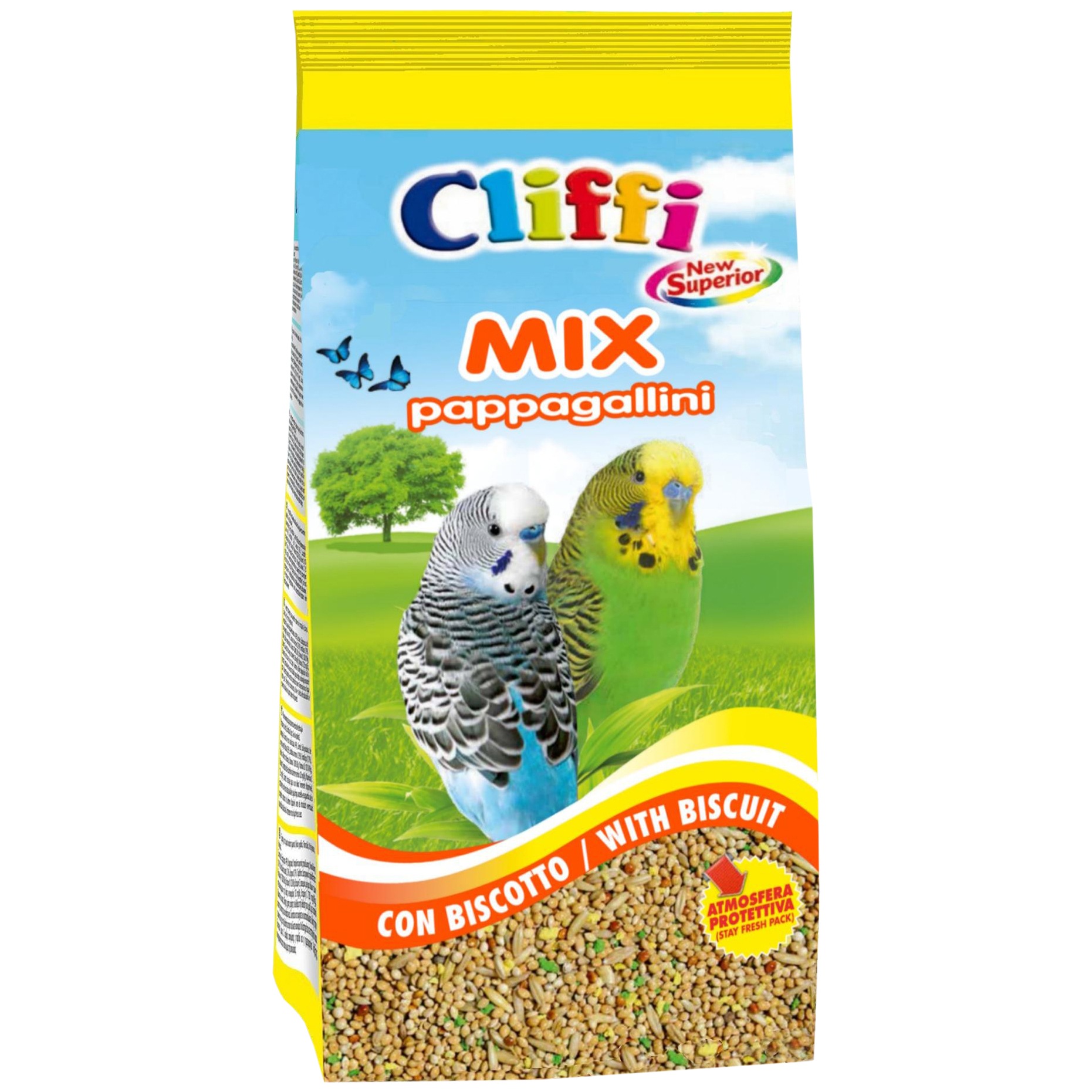 Корм для птиц Cliffi смесь отборных семян с бисквитом, для волнистых попугаев, 1кг