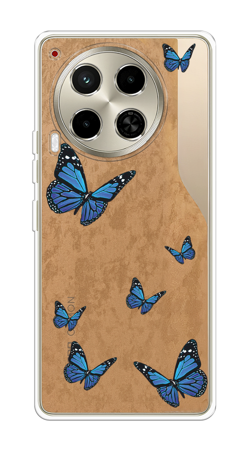 

Чехол на Tecno Camon 30 4G "Blue butterflies", Синий;черный, 305650-1
