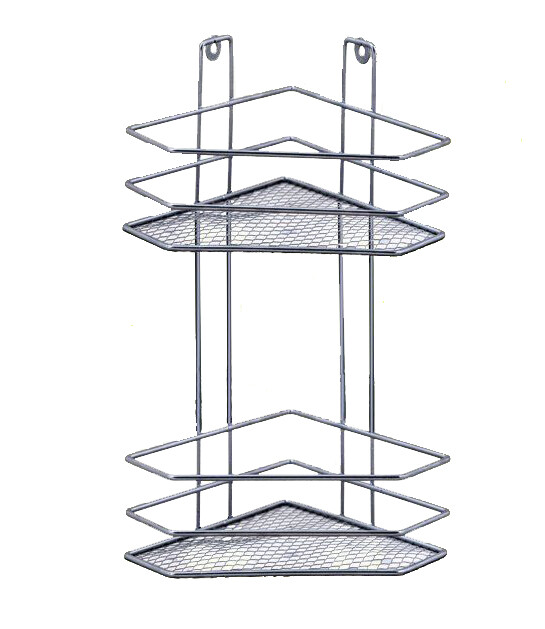 фото Полка трапеция с сетчатым дном для ванной комнаты, хром зеркало птс, 2 ярус lesnikovo