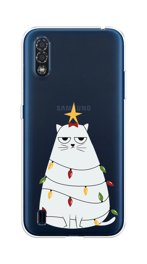 

Чехол на Samsung Galaxy M01 "Котик в гирлянде", Белый;красный;желтый, 2101150-1