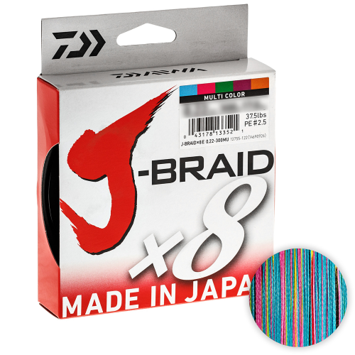 Шнур Daiwa J-braid X8 300м. 0.13мм. MULTICOLOR