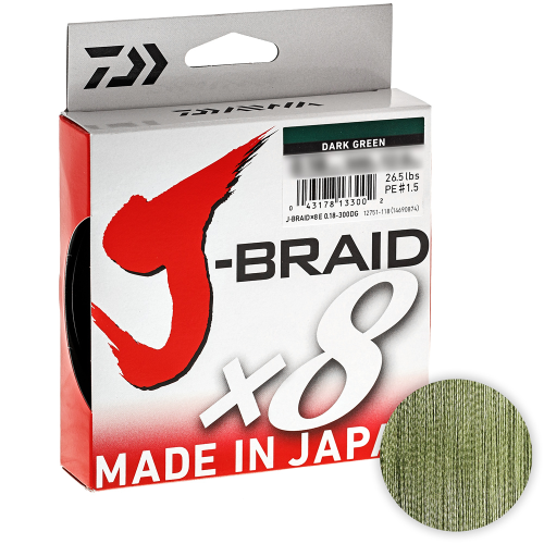 Шнур Daiwa J-braid X8 150м. 0.24мм. DARK GREEN