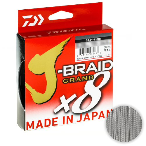 

Шнур Daiwa J-braid Grand X8 135м. 0.13мм. GRAY LIGHT, Серый, J-braid Grand