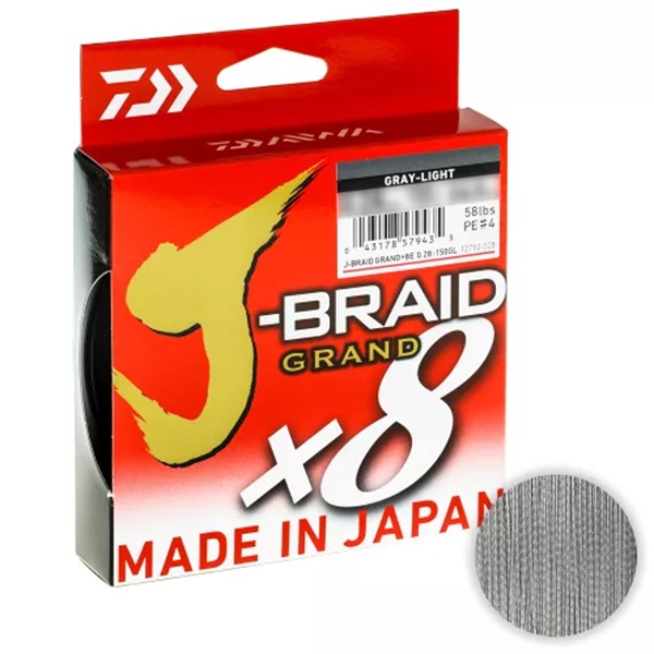 Шнур Daiwa J-braid Grand X8 135м. 0.10мм. GRAY LIGHT