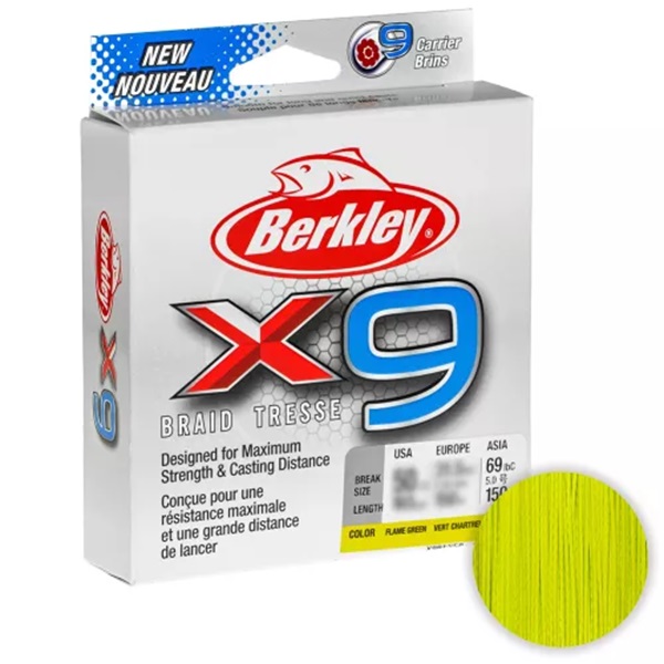 

Шнур Berkley X9 Braid 150м. 0.14мм. FLAME GREEN, X9 Braid