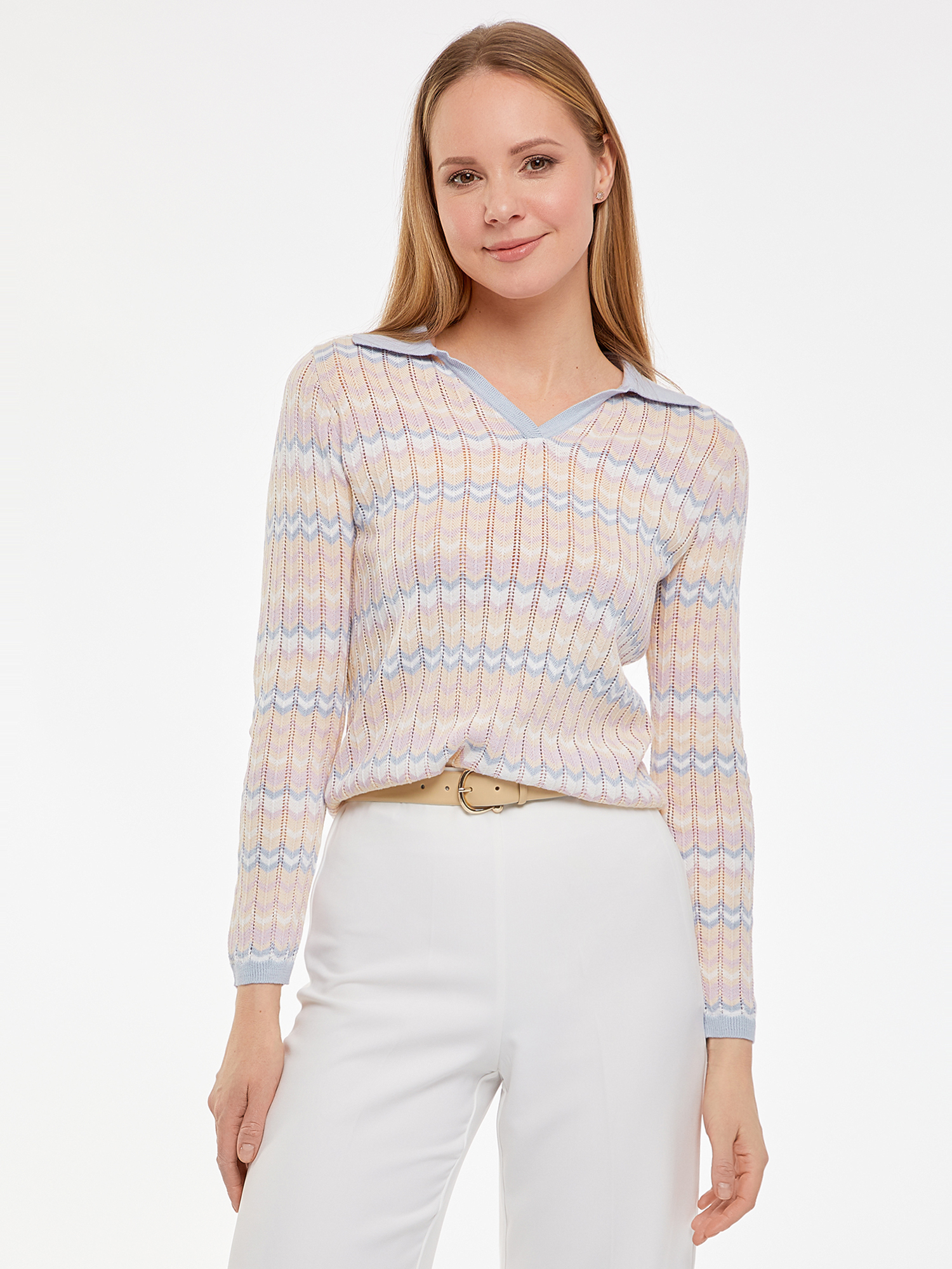 Пуловер женский oodji 63812717 розовый, пуловер, хлопок; полиакрил  - купить