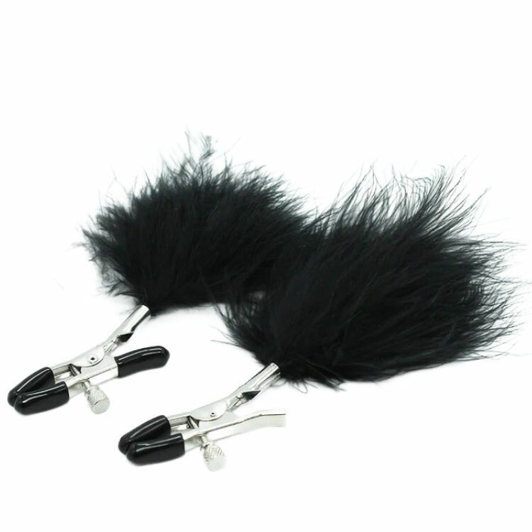 Зажимы для сосков KISSEXPO с черными перьями