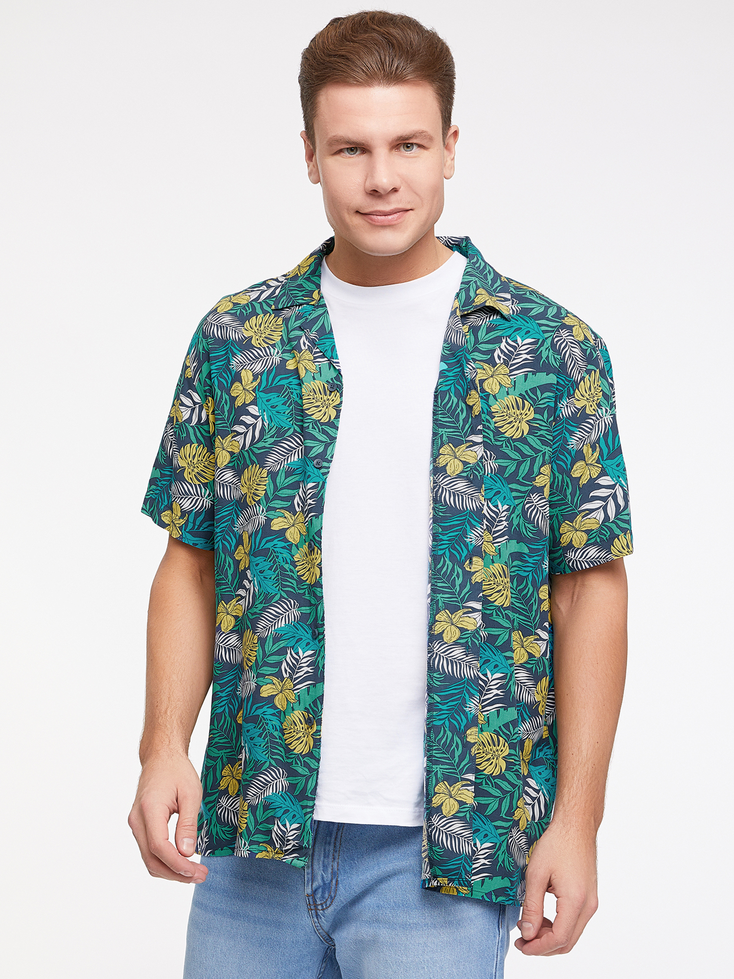 Рубашка мужская oodji 3L430002M бирюзовая M