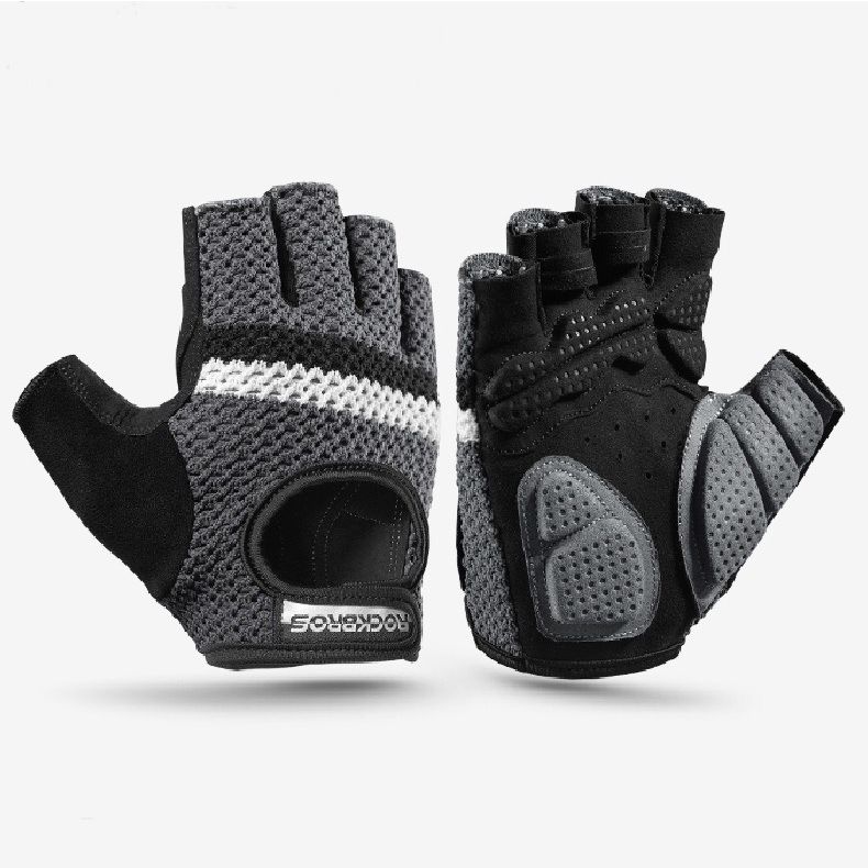 Перчатки велосипедные / перчатки спортивные Rockbros S246, цвет черный/серый, XL (8,5)