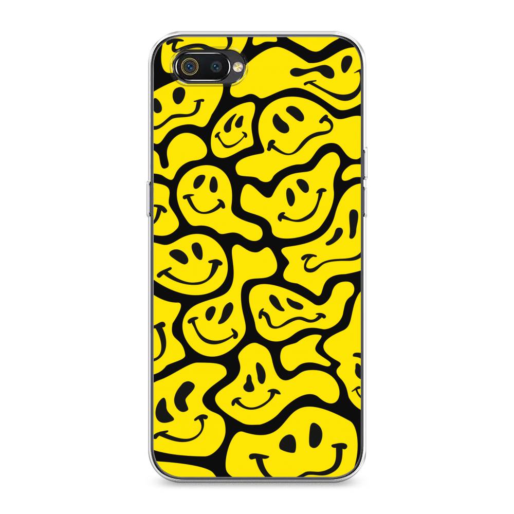 

Чехол на Realme C2 "Расплывчатые смайлики желтые", Черный;желтый, 251150-6