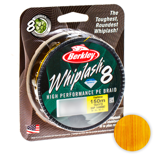 Шнур Berkley Whiplash 8 150м. 0.10мм. YELLOW