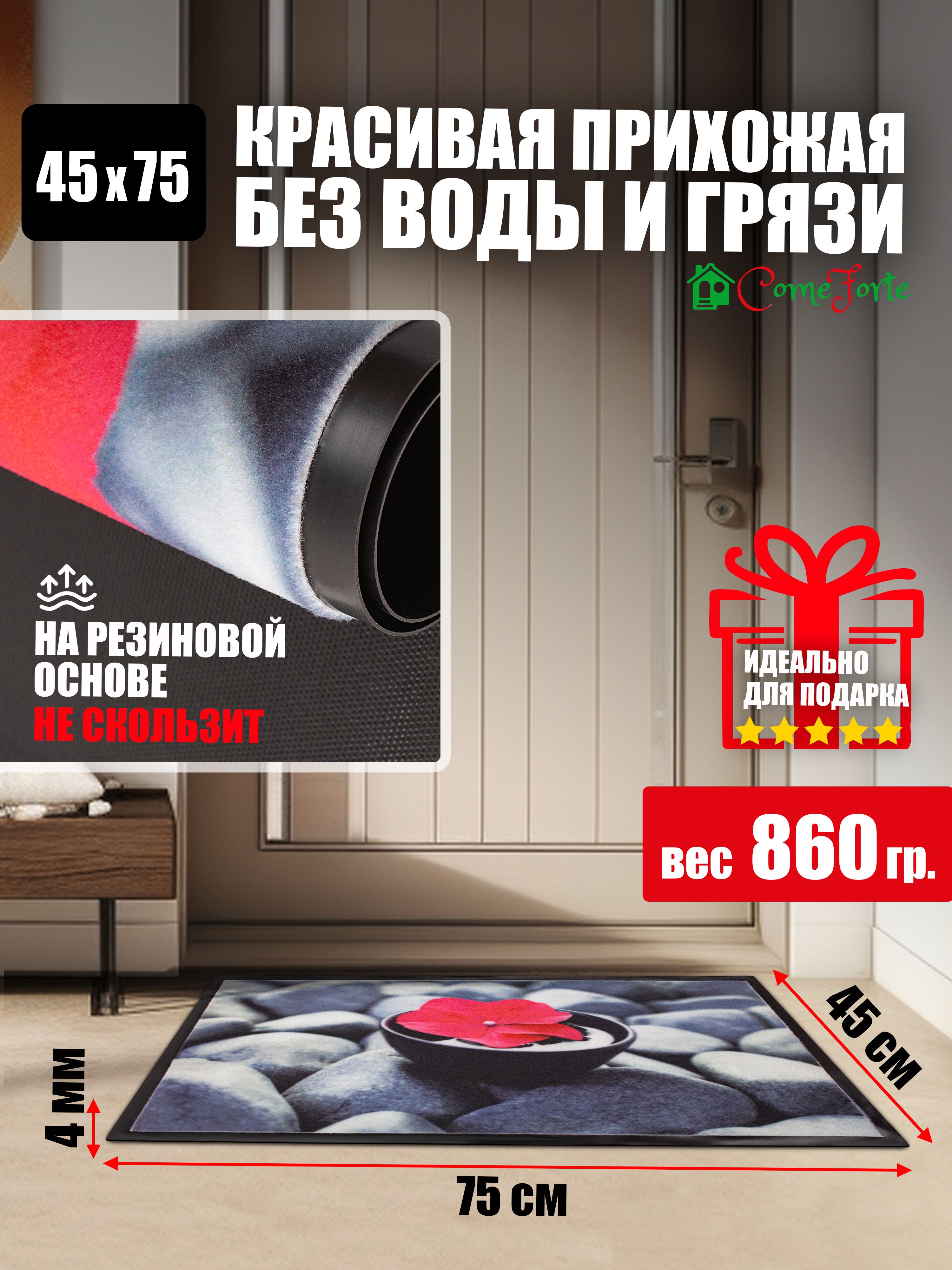 Коврик придверный ComeForte PHOTOPRINT 45х75 см