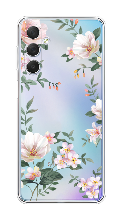 

Чехол на Samsung Galaxy M54 "Beautiful white flowers", Бежевый;зеленый, 2108250-1