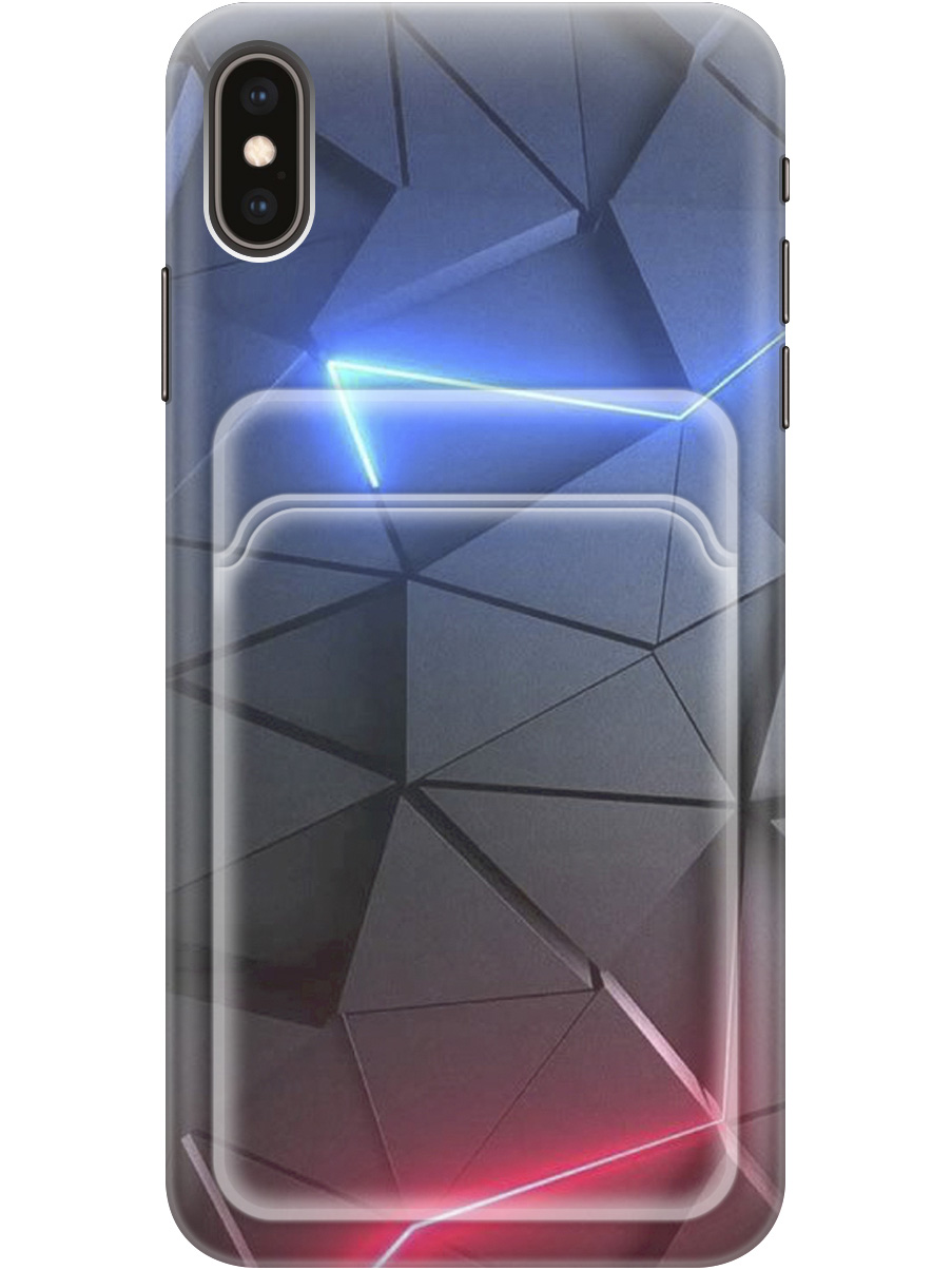 

Силиконовый чехол на Apple iPhone XS Max с рисунком "Графитовые грани", Серый;синий, 20012028