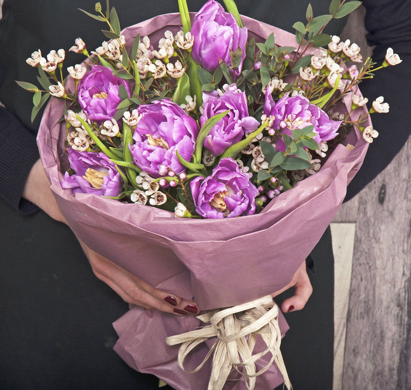 

Букет из лиловых тюльпанов 10 шт Sfloristic "Лиловый восторг" ,25 см