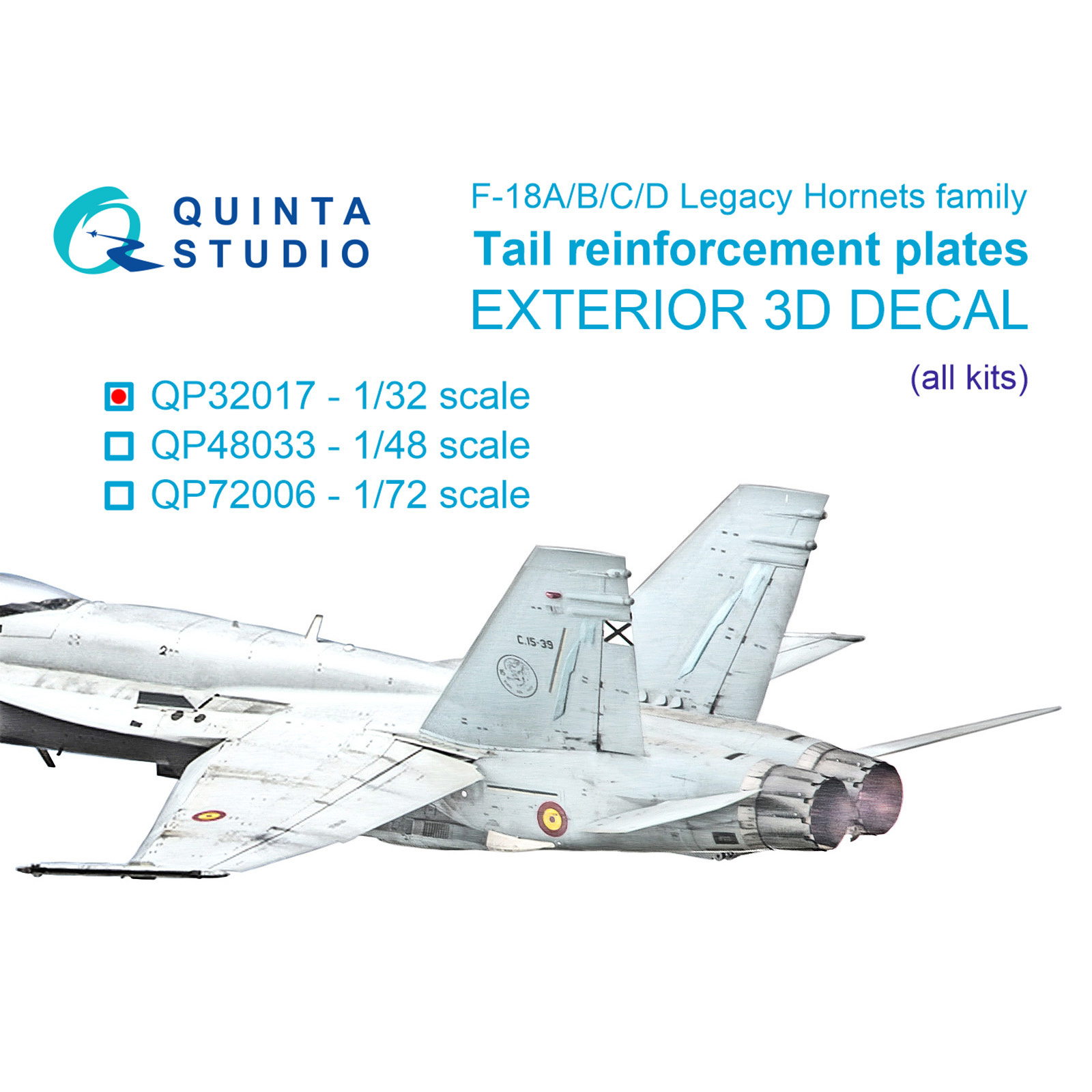 

Декаль Quinta Studio усиливающие килевые накладки F/A-18A/B/C/D для всех моделей QP32017, Однотонный