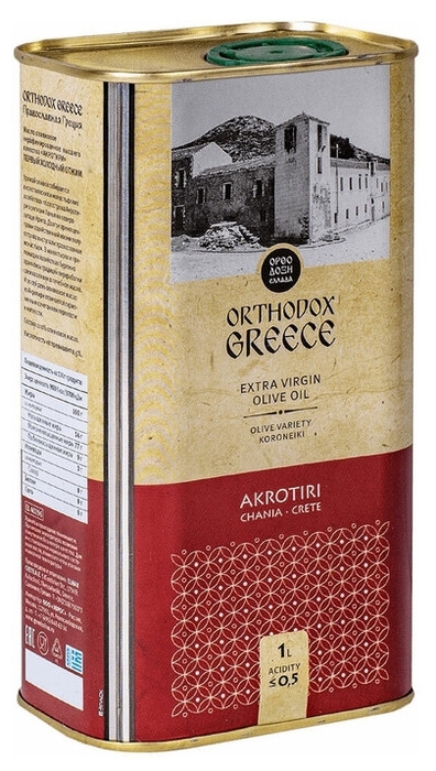 Оливковое масло AKROTIRI  Extra Virgin Православная Греция ж/б 1 л
