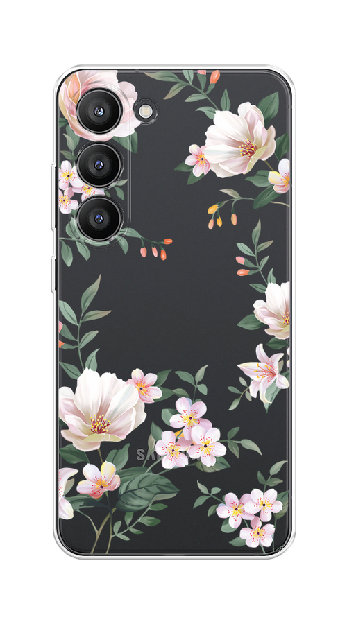 

Чехол на Samsung Galaxy S23 5G "Beautiful white flowers", Бежевый;зеленый, 2107350-1