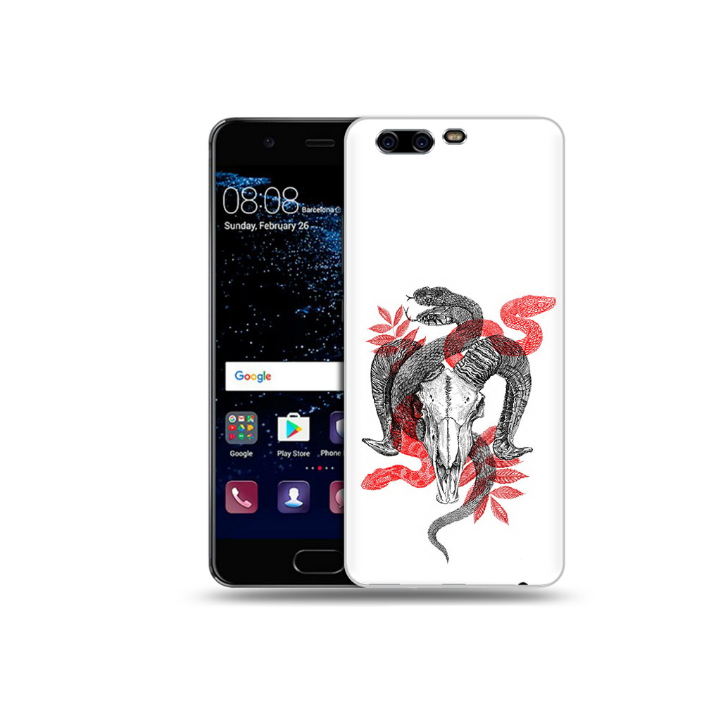 

Чехол MyPads Tocco для Huawei P10 Plus змея в черепе рисунок (PT60941.40.365), Прозрачный, Tocco