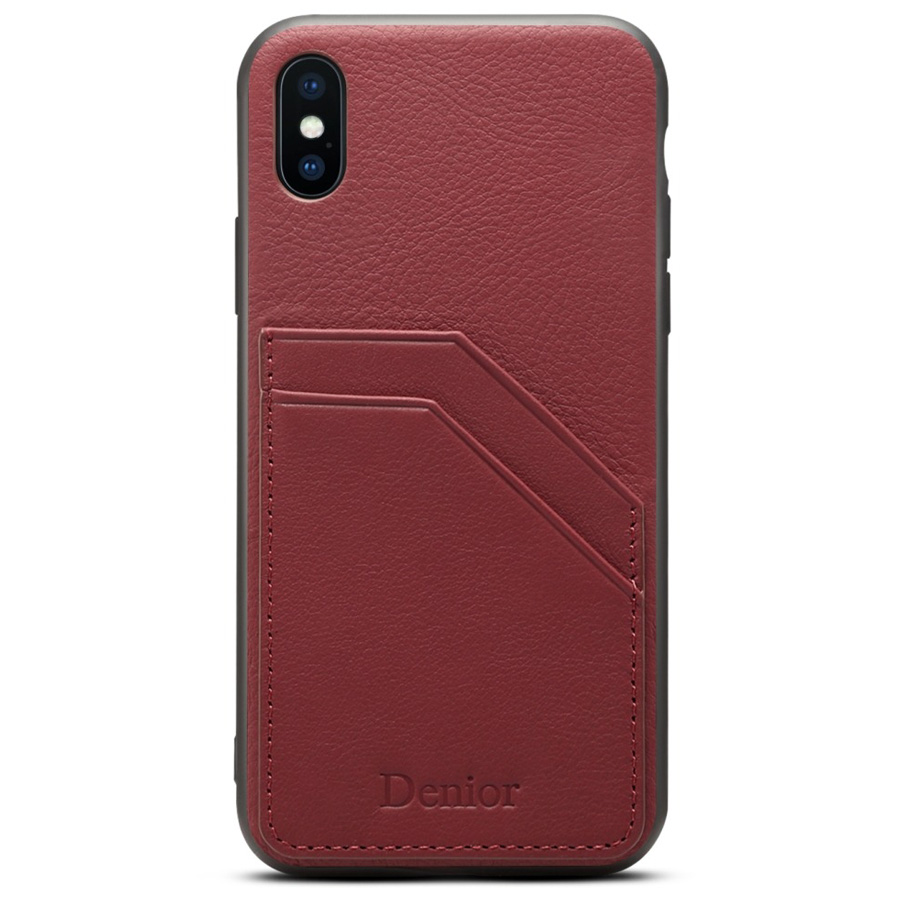 фото Чехол для iphone xs max кожаный с отделом для визиток и карт bm case denior - красный