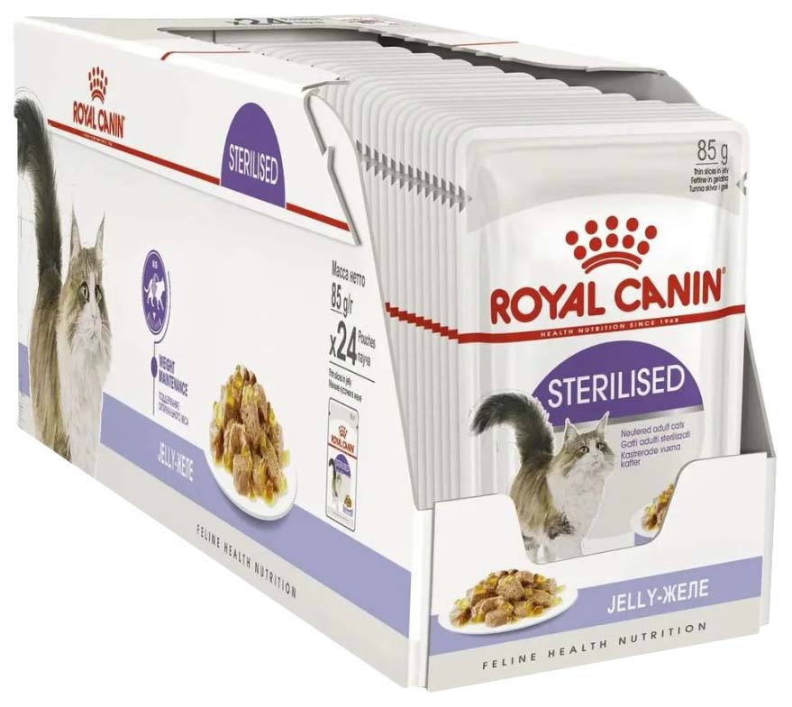 фото Влажный корм royal canin sterilised в желе с мясом для стерилизованных кошек 85 г x 12 шт