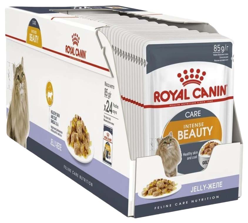 фото Влажный корм royal canin intense beauty в желе для кошек 85 г x 12 шт