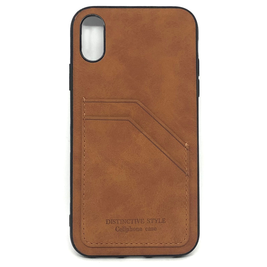 фото Чехол для iphone xr кожаный с отделом для визиток и карт bm case card close - коричневый