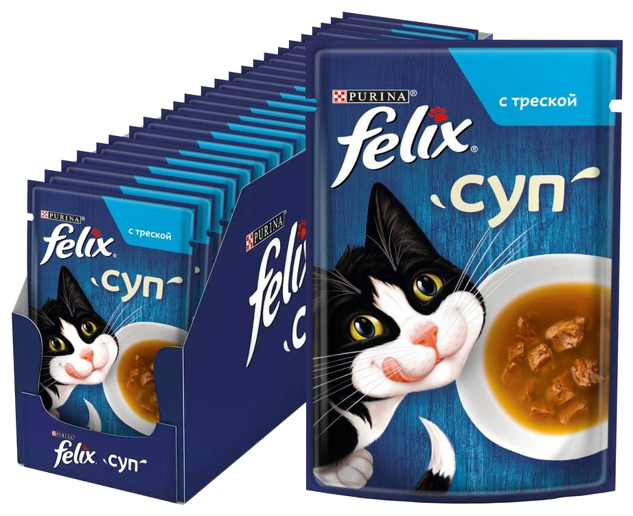 фото Влажный корм для кошек felix суп с треской 48 г x 30 шт