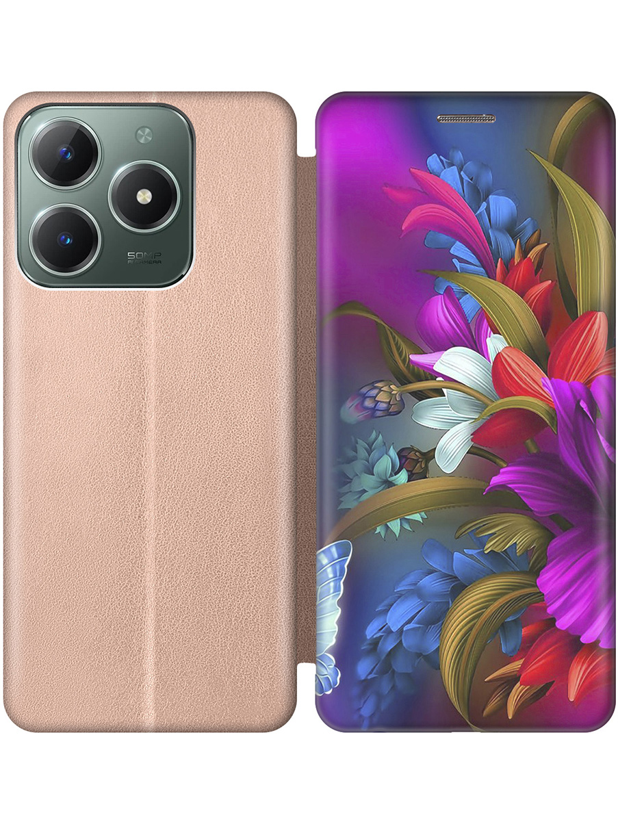 

Чехол-книжка на Realme C61 / C63 с принтом "Фантастические цветы" золотой, Золотистый;зеленый;красный;фиолетовый, 785979623
