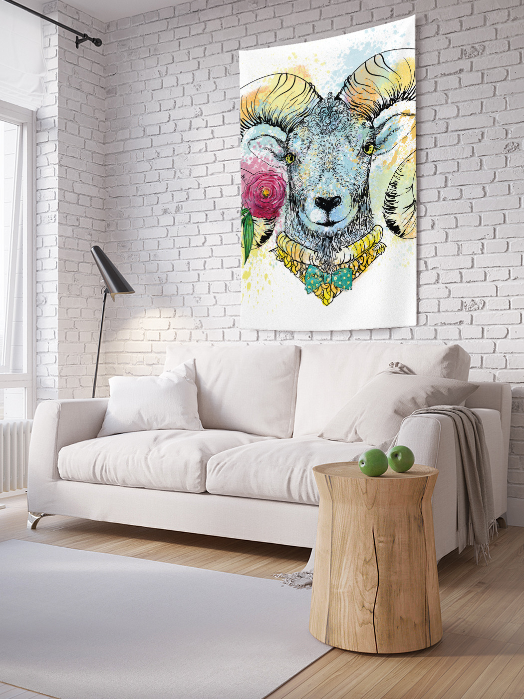 

Вертикальное фотопанно на стену JoyArty Баран с цветами 100x150 см, Баран с цветами