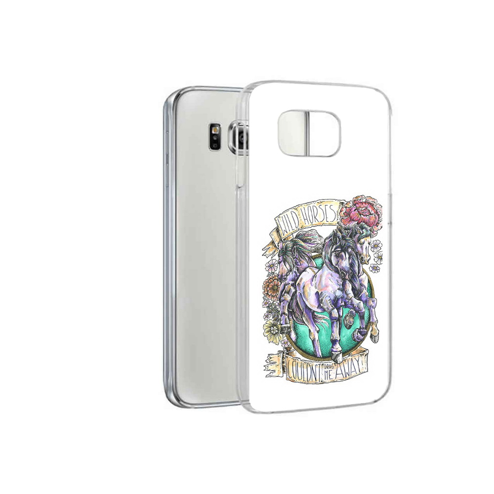 

Чехол MyPads Tocco для Samsung Galaxy S6 рисунок коней в цветах (PT12300.506.582), Прозрачный, Tocco
