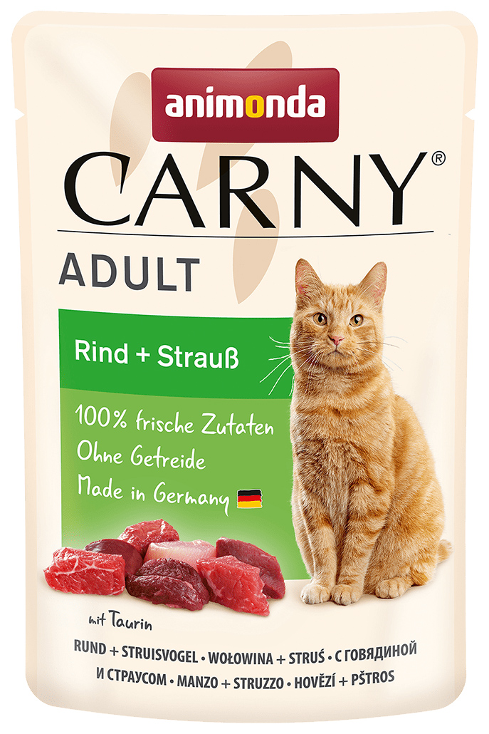 

Влажный корм для кошек Animonda Carny Adult говядина страус 85 г x 12 шт