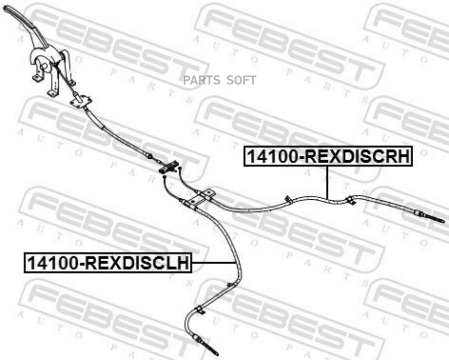Трос Ручного Тормоза Левый 1Шт Febest 14100Rexdisclh