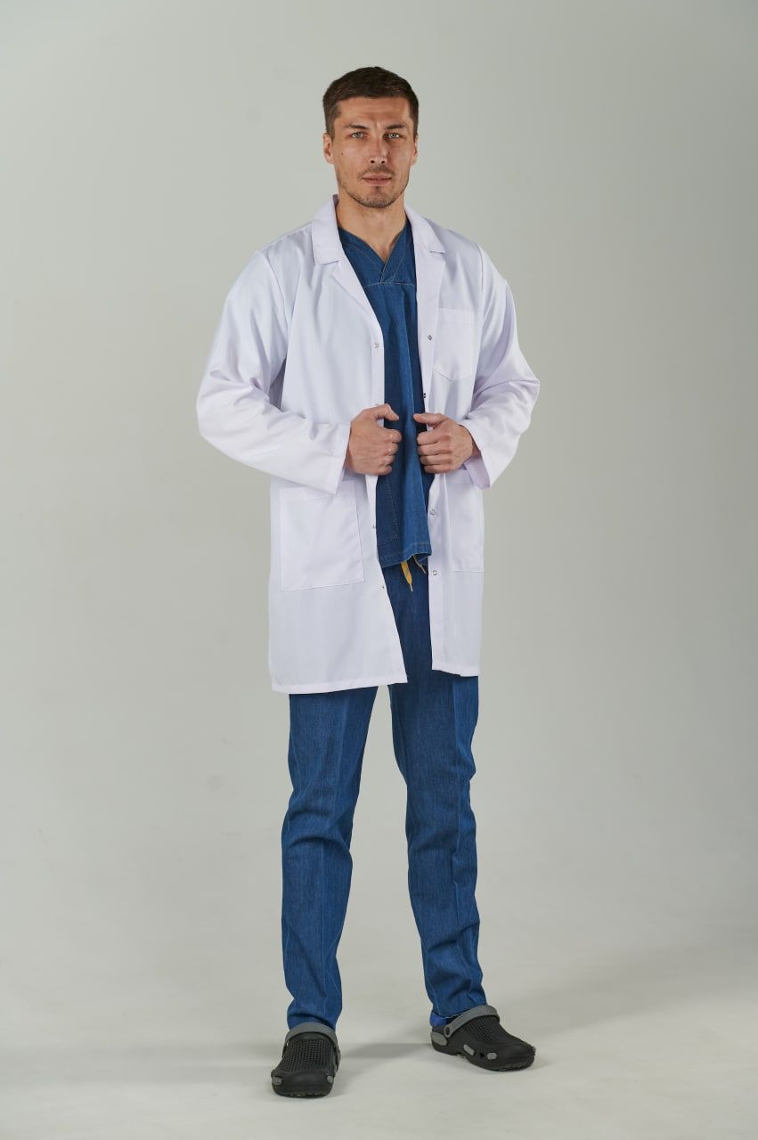Халат медицинский мужской Cizgimedikal Uniforma EA400 белый 3XL